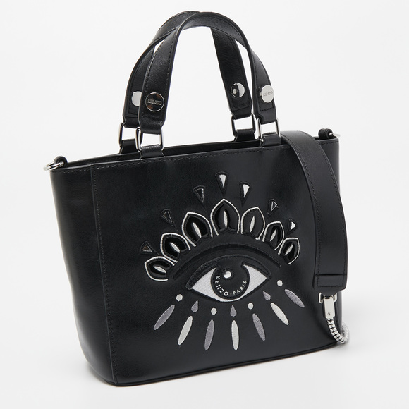 KENZO Black Leather Eye Patch Tote - Picture 3 of 8